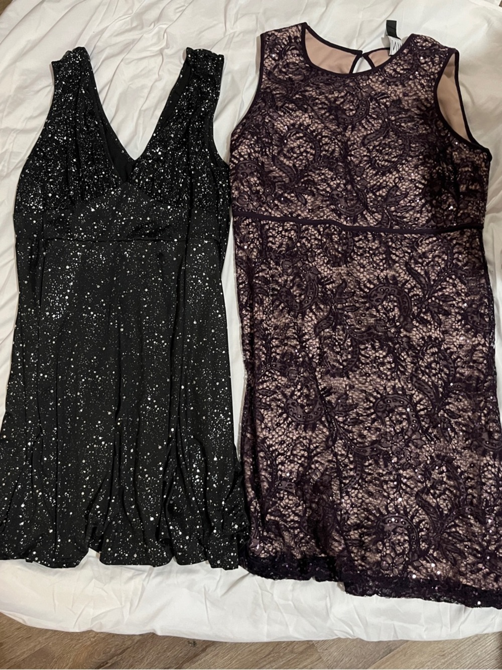 2 Dress Bundle-Black Sparkle Dress,
-Lace Dress. Sz16